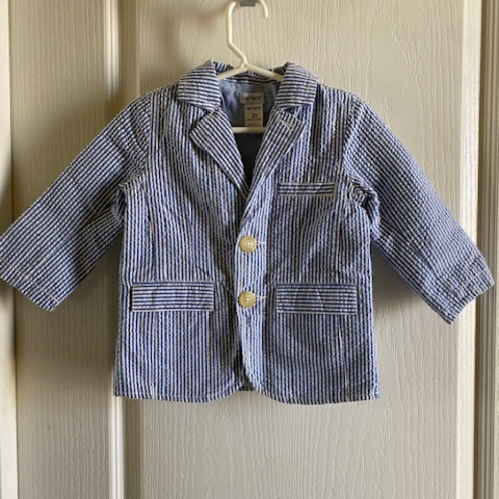 Carter's Toddler Boys Size 2 Blazer Jacket Blue White